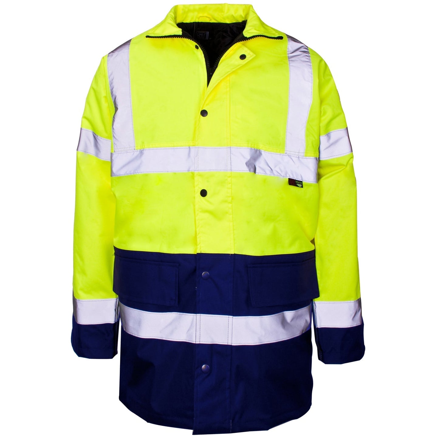 Supertouch Hi Vis Yellow 2 Tone Parka with Concealed Hood and Pockets