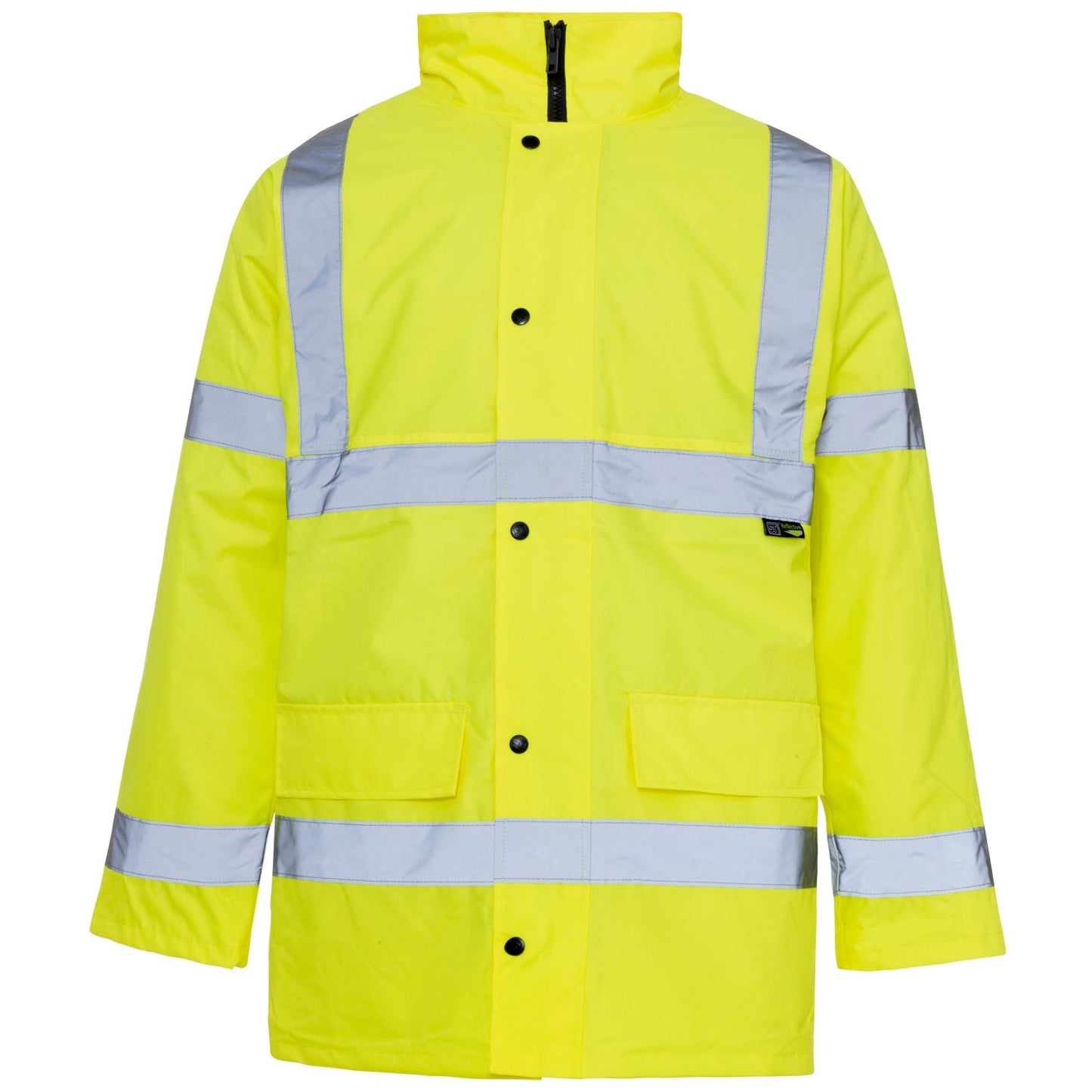 Supertouch Hi Vis Yellow Parka Class 3 Waterproof Heavy Duty 2-Way Zip