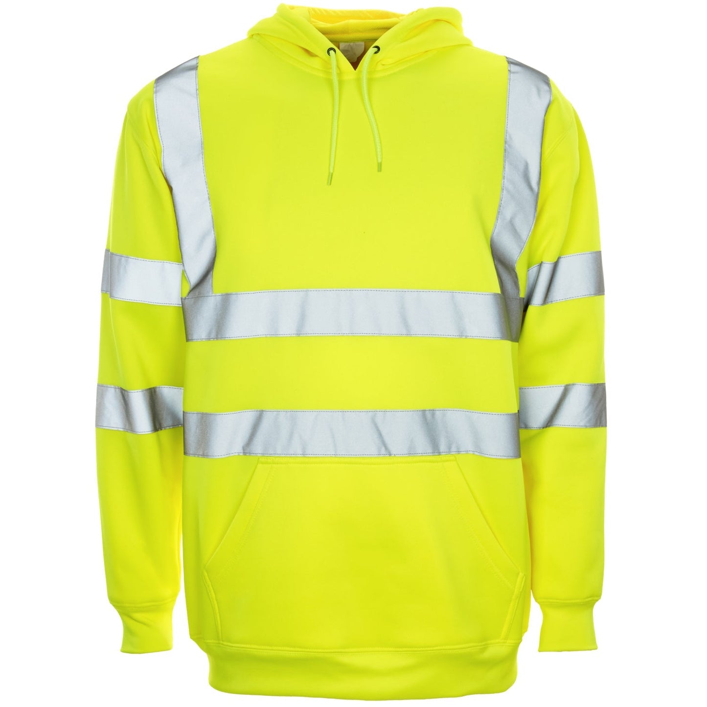 Supertouch Hi Vis Yellow Hooded Sweatshirt Class 3 Safety with Pouch Pocket