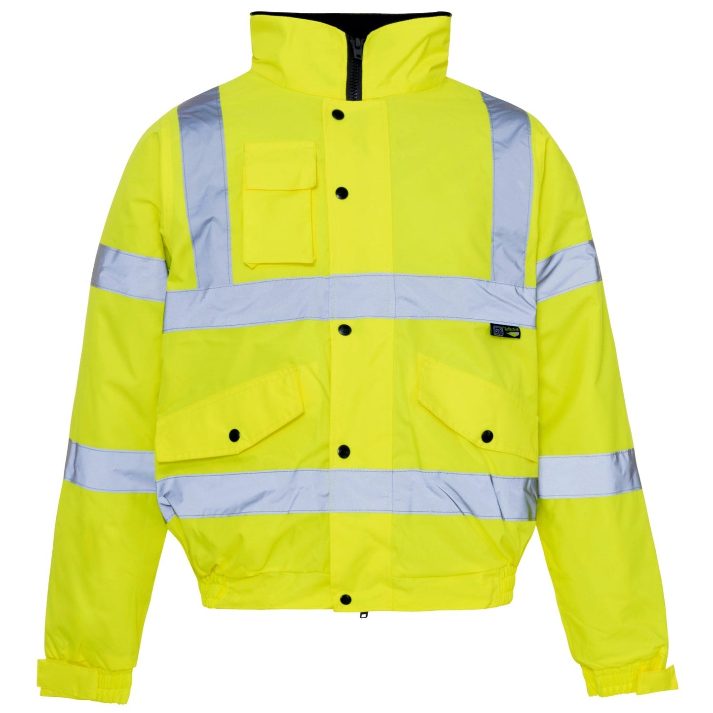 Supertouch Hi Vis Yellow Storm Bomber Jacket with Fleece Lining and Hood