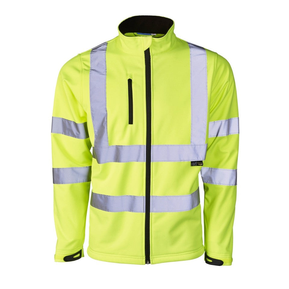 Supertouch Hi Vis Yellow Softshell Jacket Breathable Showerproof Modern Fit