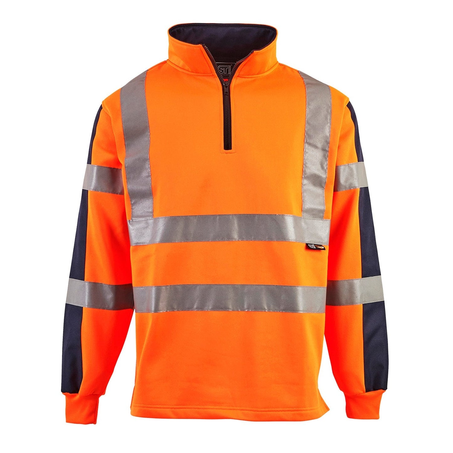 Supertouch Hi Vis Orange Rugby Shirt Class 2 Reflective 1/4 Zip Collar