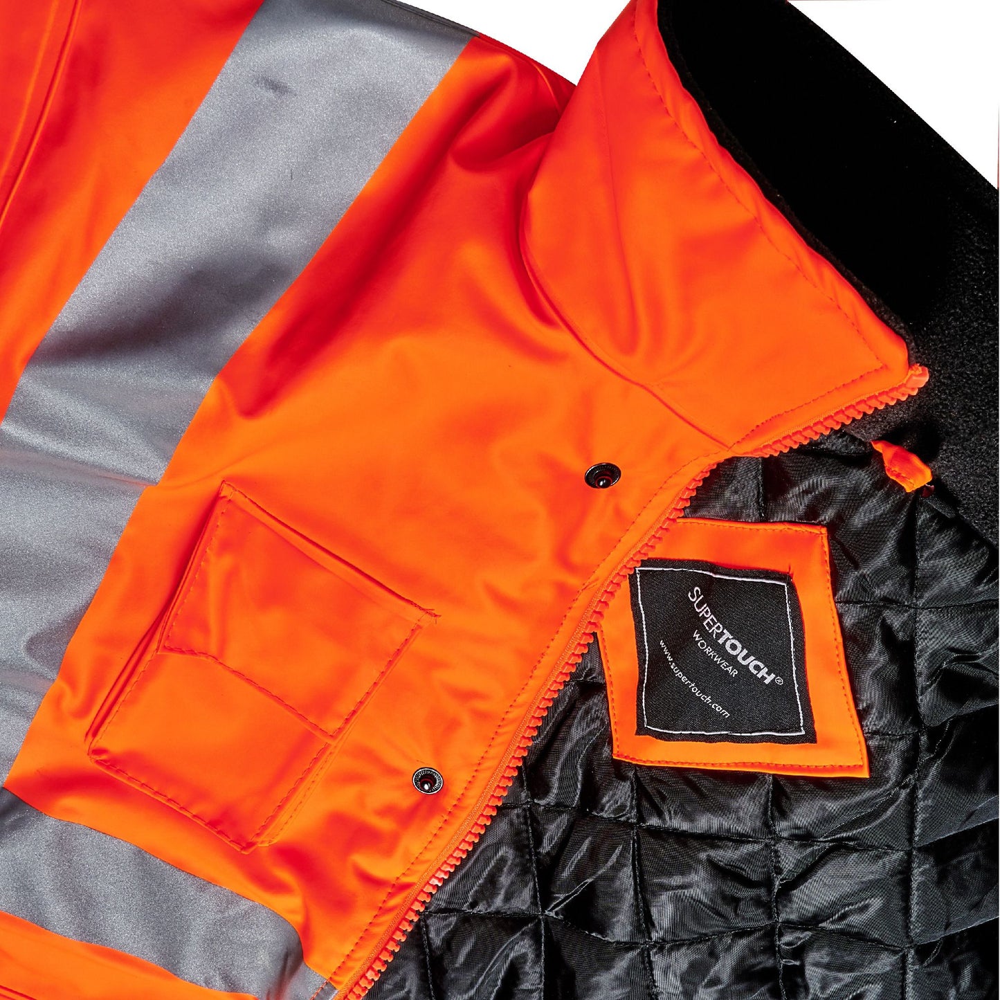 Stormflex Hi Vis Orange PU Bomber Jacket Waterproof Breathable Heavy-Duty