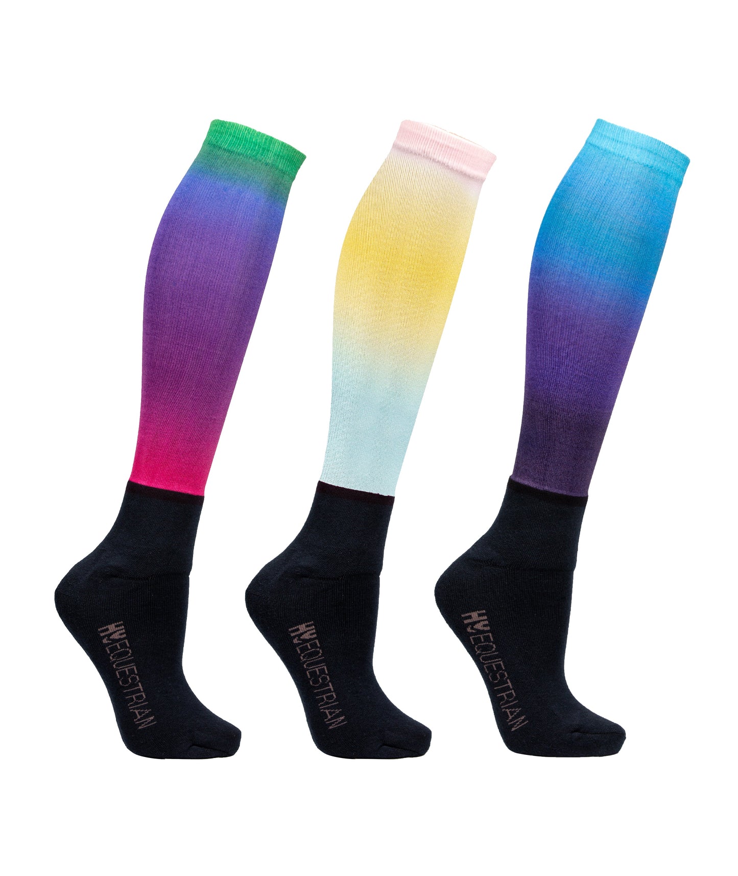 HY Equestrian Ombre Socks Pack Of 3 Fashionable Long Leg Design Comfortable