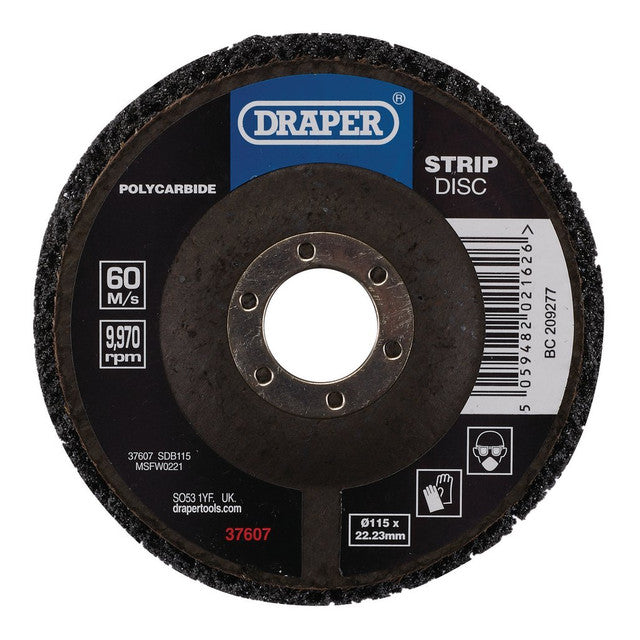 Draper Tools 115mm Polycarbide Strip Disc 180 Grit for Angle Grinders