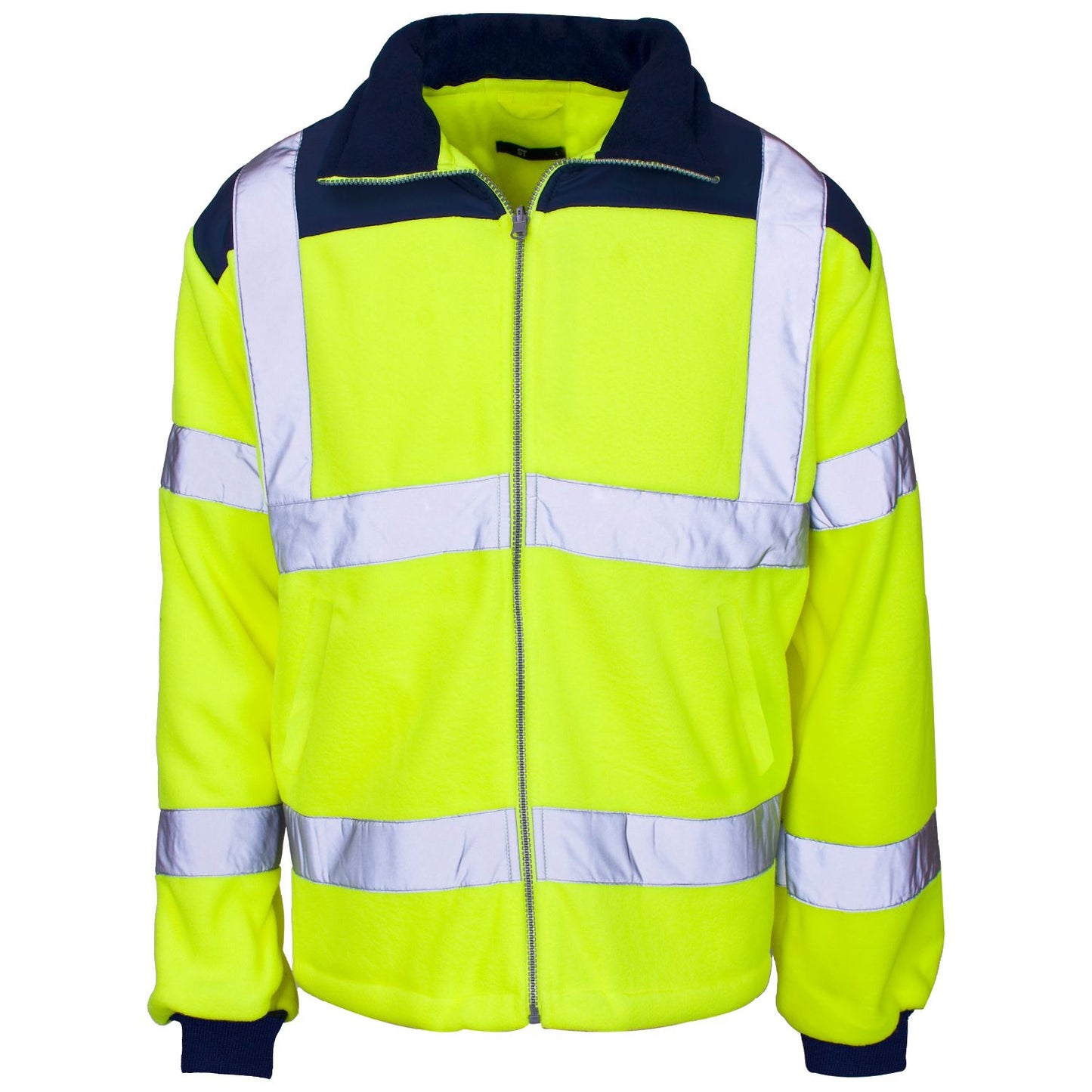 Supertouch Hi Vis Yellow Rain Patch Fleece Jacket with Zip Fastening and Pockets
