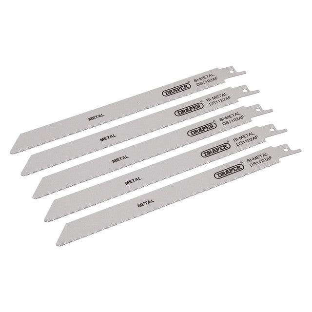 Draper Bi-Metal Reciprocating Saw Blades 225mm 24tpi Pack of 5 for Metal Cutting