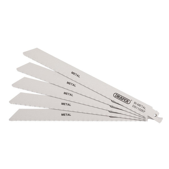 Draper Bi-Metal Reciprocating Saw Blades 225mm 18tpi Pack of 5 for Metal Cutting
