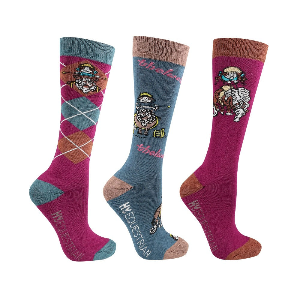 HY Equestrian Thelwell Collection Pony Friends Socks Pack Of 3 Stylish