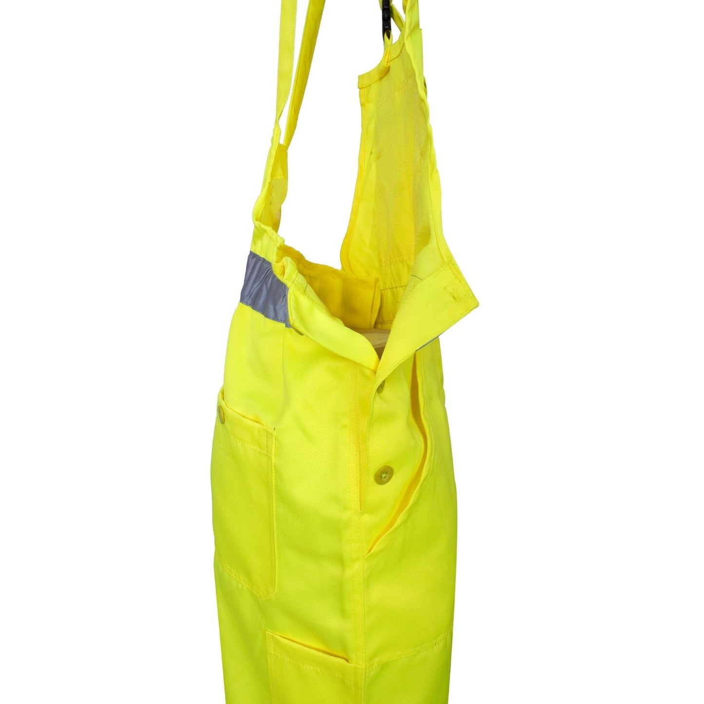 Supertouch Hi Vis Yellow Polycotton Bib Trousers with Pockets Adjustable Straps