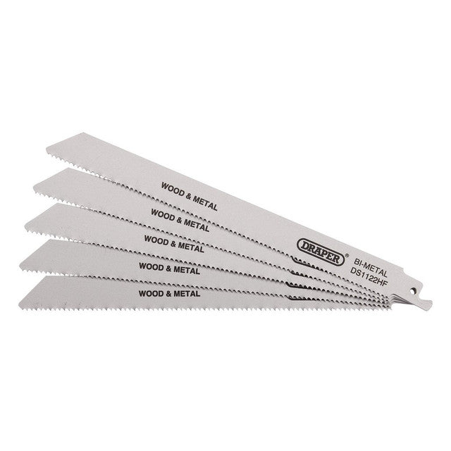 Draper Bi-Metal Reciprocating Saw Blades 225mm 10tpi Pack of 5 for Multi-Purpose