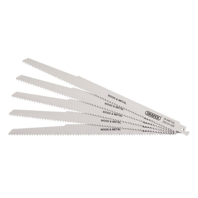 Draper Bi-Metal Reciprocating Saw Blades 300mm 6tpi Pack of 5 for Multi-Purpose