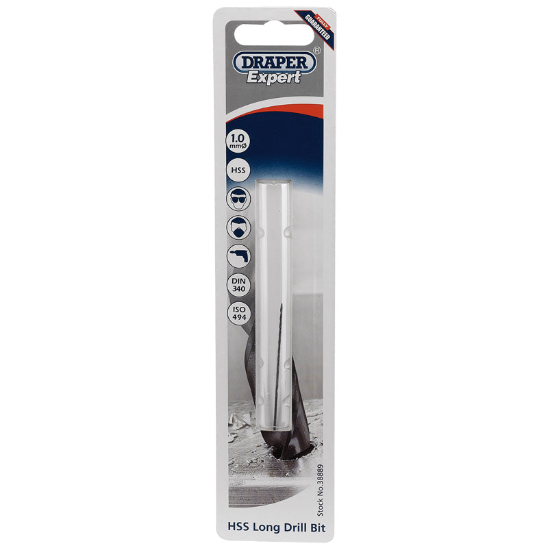 Draper Expert 1.0 x 56mm HSS Extra Long Drill Bit DIN 340 ISO 494 Quality