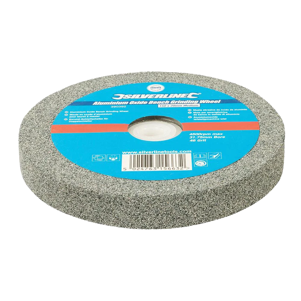 Silverline Aluminium Oxide Grinding Wheel 150mm 60G Fine for Bench Grinders