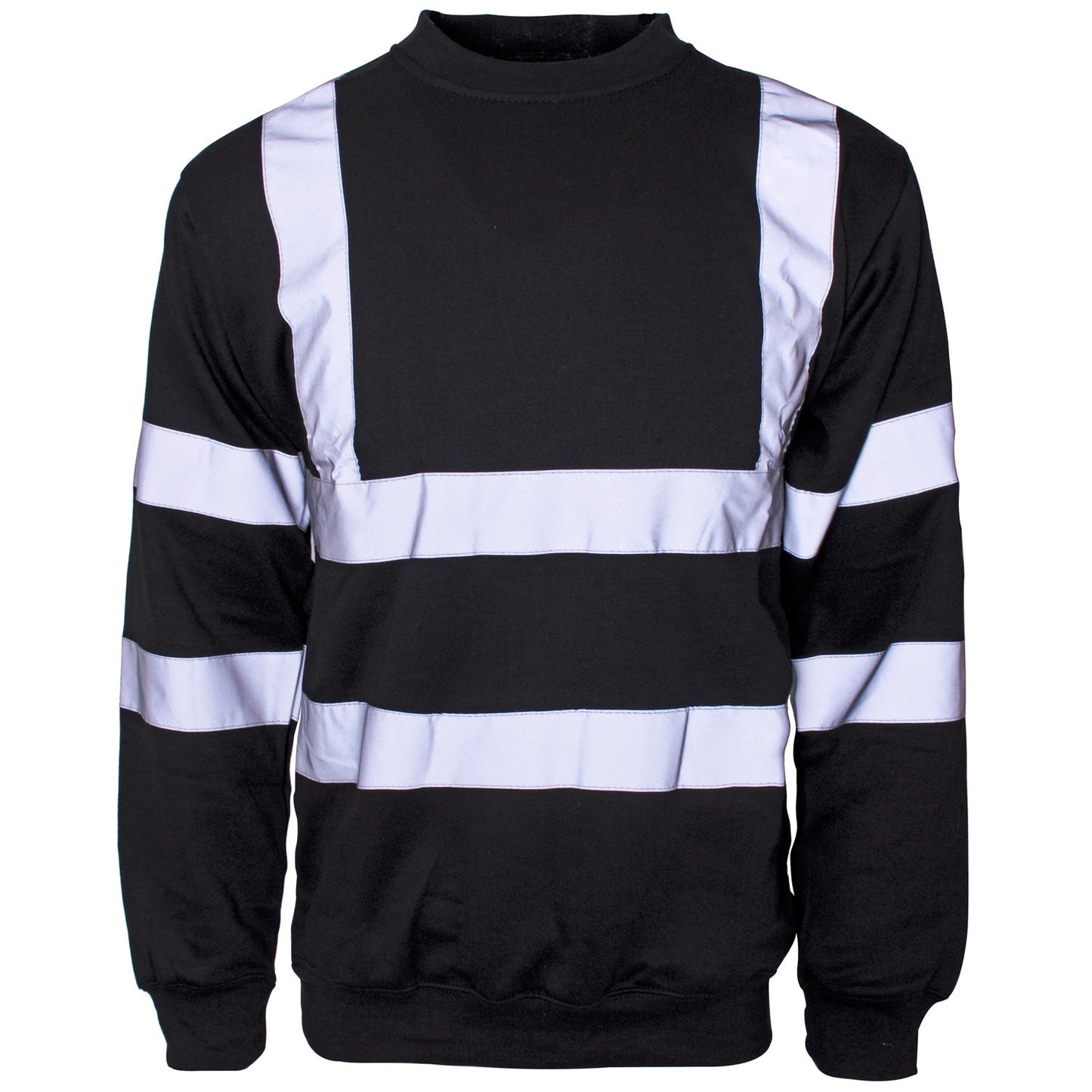 Supertouch Hi Vis Black Crew Neck Sweatshirt Durable Breathable 2 Band & Brace