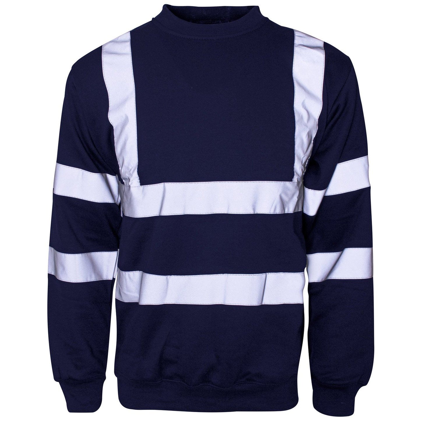 Supertouch Navy Crew Neck Sweatshirt 100% Polyester Hi-Vis Durable Comfort