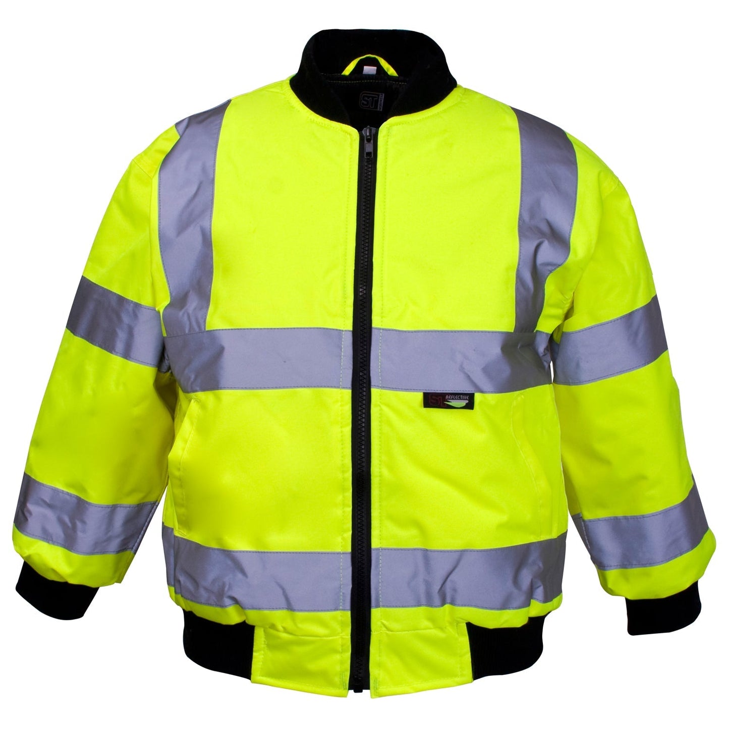 Supertouch Hi Vis Yellow Junior Bomber Jacket with Knit Collar and Pockets
