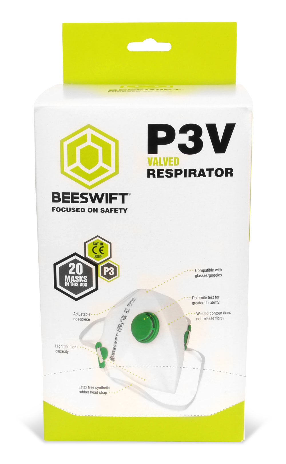 Beeswift Fold Flat P3 Respirator Mask with Valve for Fine Dust and Fumes