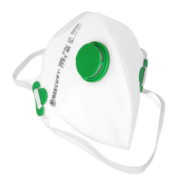 Beeswift Fold Flat P3 Respirator Mask with Valve for Fine Dust and Fumes