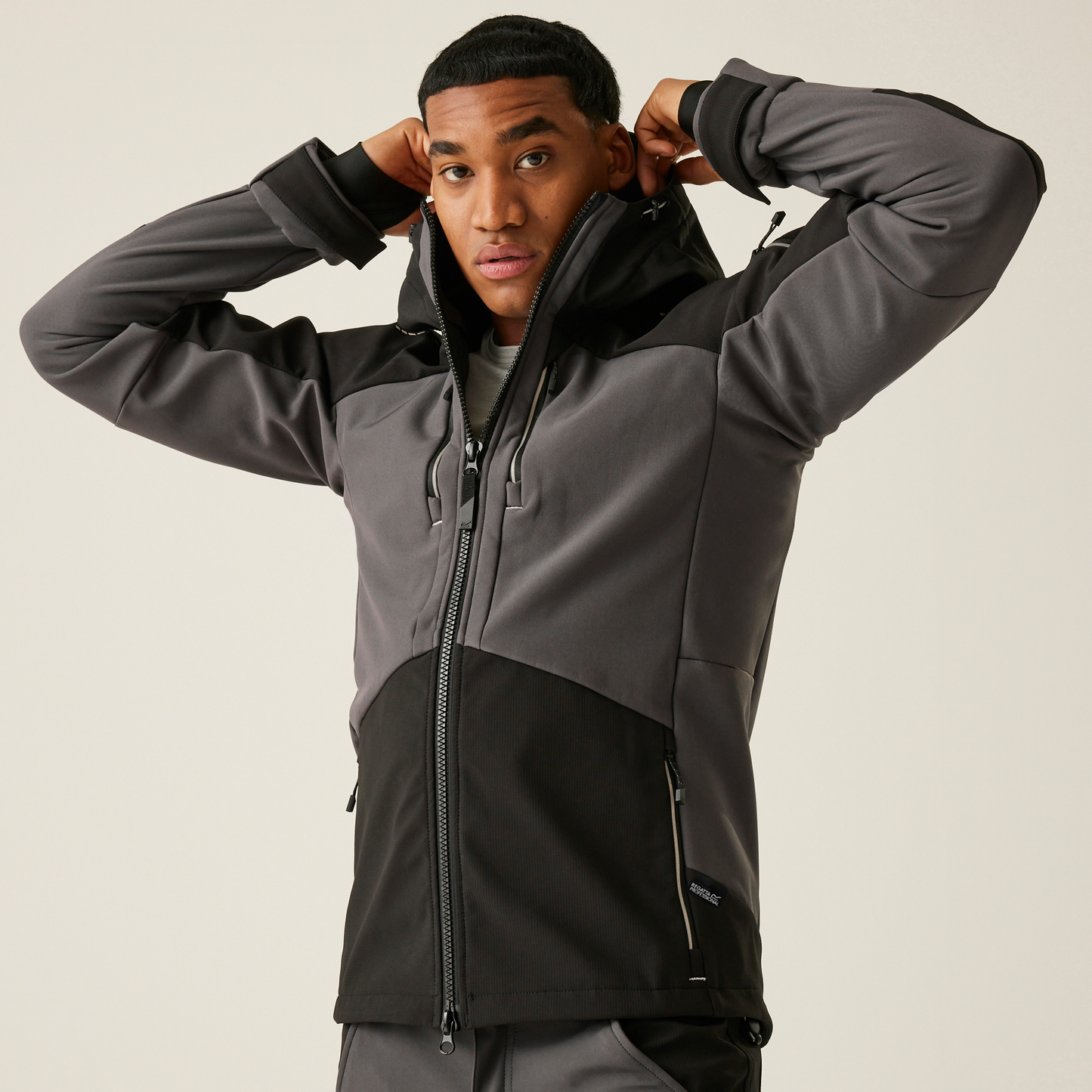 Regatta Professional Men's 4Tex Stretch Softshell Jacket Waterproof Grey Black