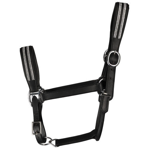 HY Horse Equestrian Anodize Leather Head Collar With Diamantes and Hardware