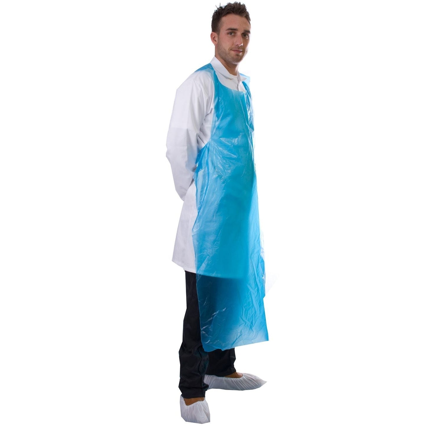 Supertouch 100 Micron PE Apron Blue 76x122cm Flat Pack 100 Units Food Safe