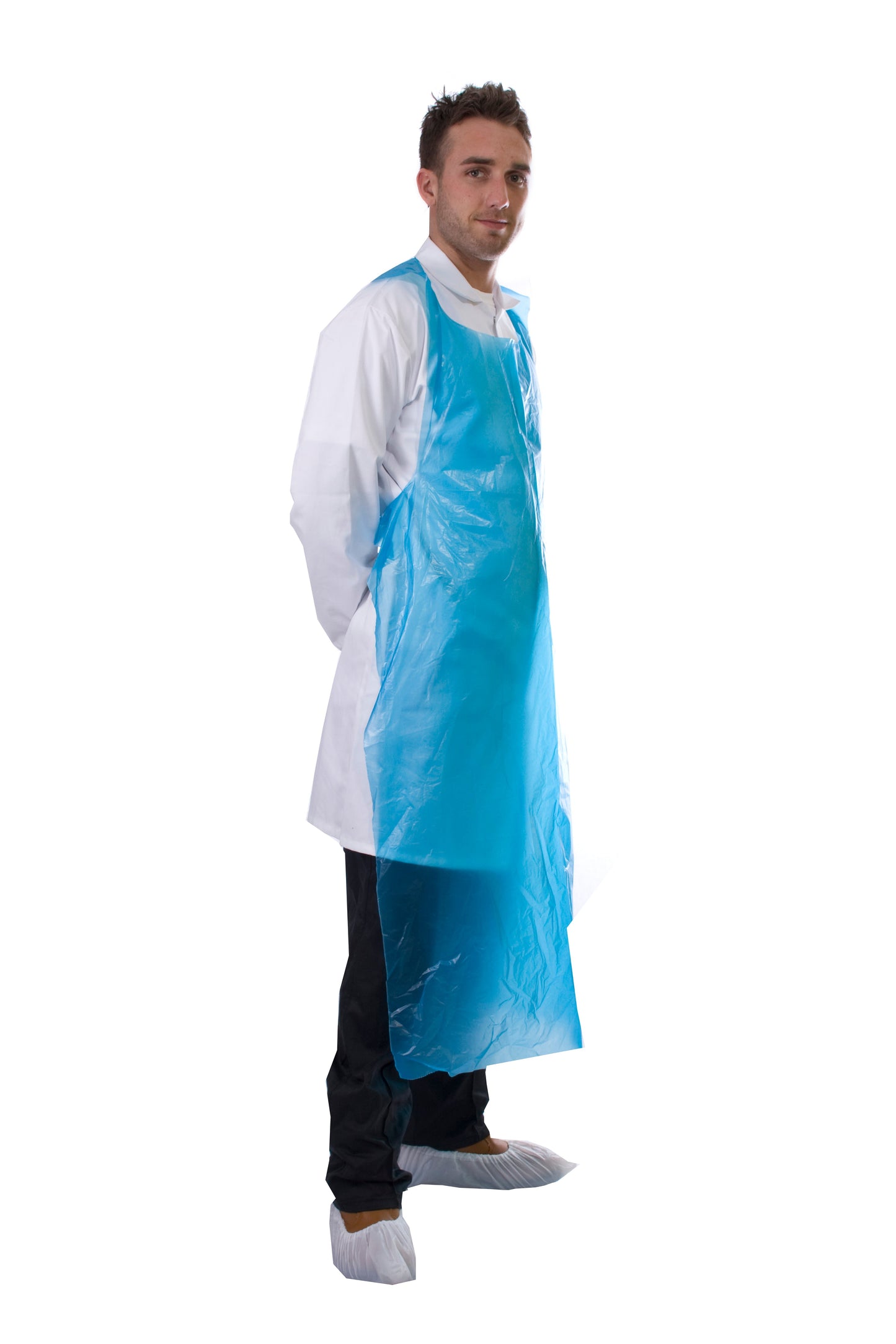 Supertouch 100 Micron PE Apron Blue 76x122cm Roll of 100 for Food Industry