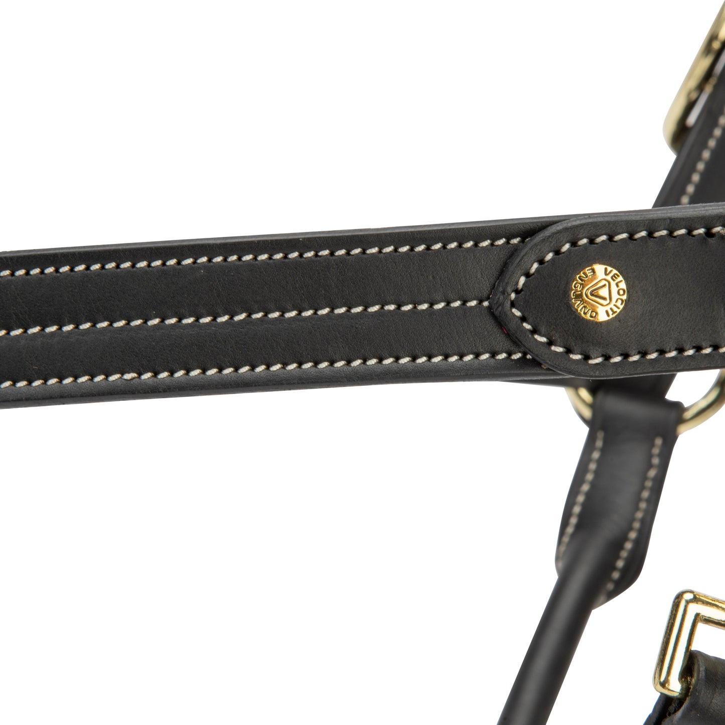 Shires Velociti Lusso Girona Leather Headcollar #colour_black