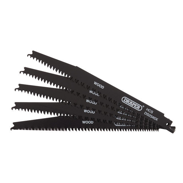 Draper Tools Reciprocating Saw Blades 200mm 6-10tpi for Wood Plastic Pack of 5