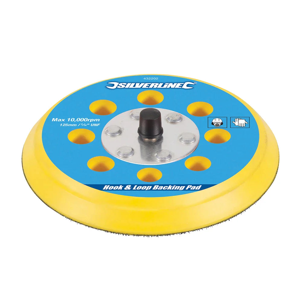 Silverline 125mm Hook & Loop Backing Pad 5/16" UNF for Air Sanders