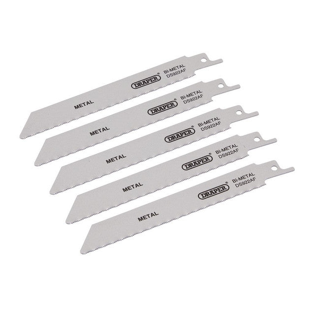 Draper Bi-Metal Reciprocating Saw Blades 150mm 24tpi Pack of 5 for Metal Cutting
