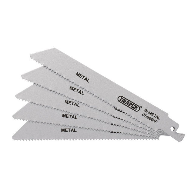 Draper Bi-Metal Reciprocating Saw Blades 150mm 10tpi Pack of 5 for Metal Cutting