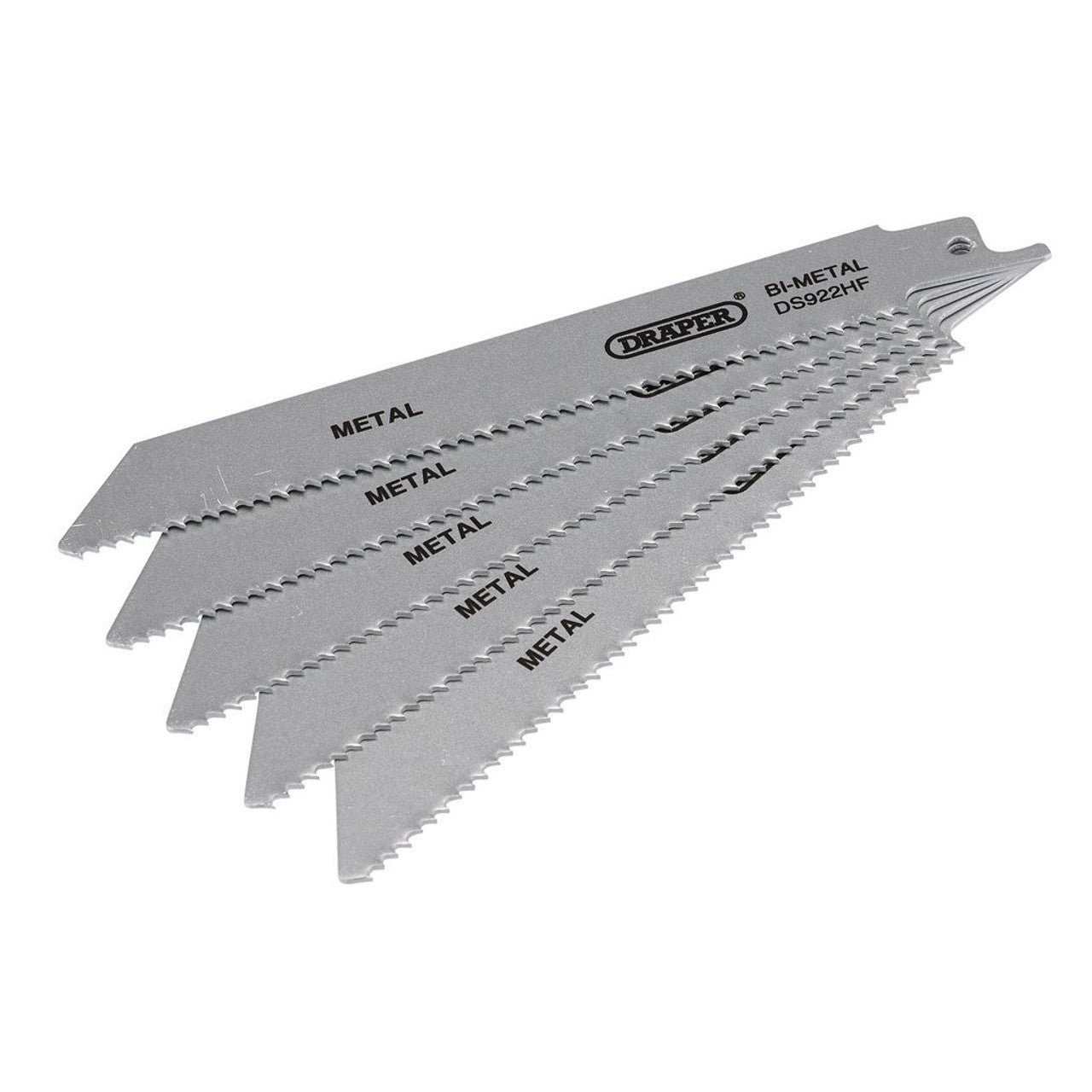 Draper Bi-Metal Reciprocating Saw Blades 150mm 10tpi Pack of 5 for Metal Cutting
