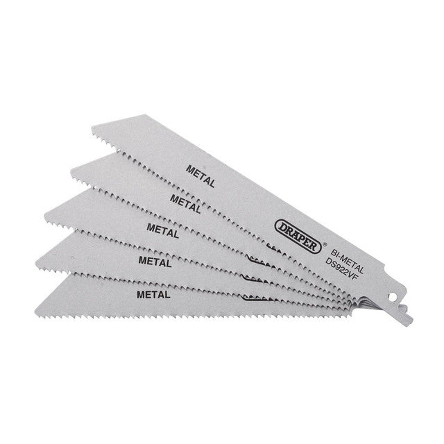 Draper Bi-Metal Reciprocating Saw Blades 150mm 10-14tpi Pack of 5 for Metal