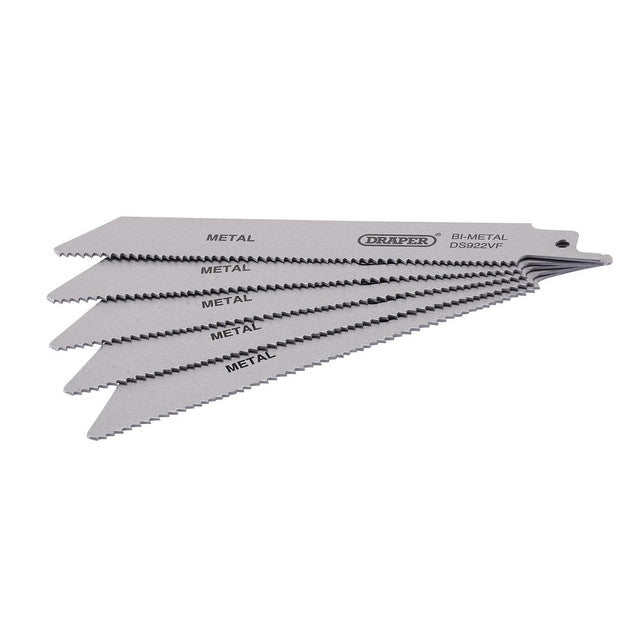 Draper Bi-Metal Reciprocating Saw Blades 150mm 10-14tpi Pack of 5 for Metal