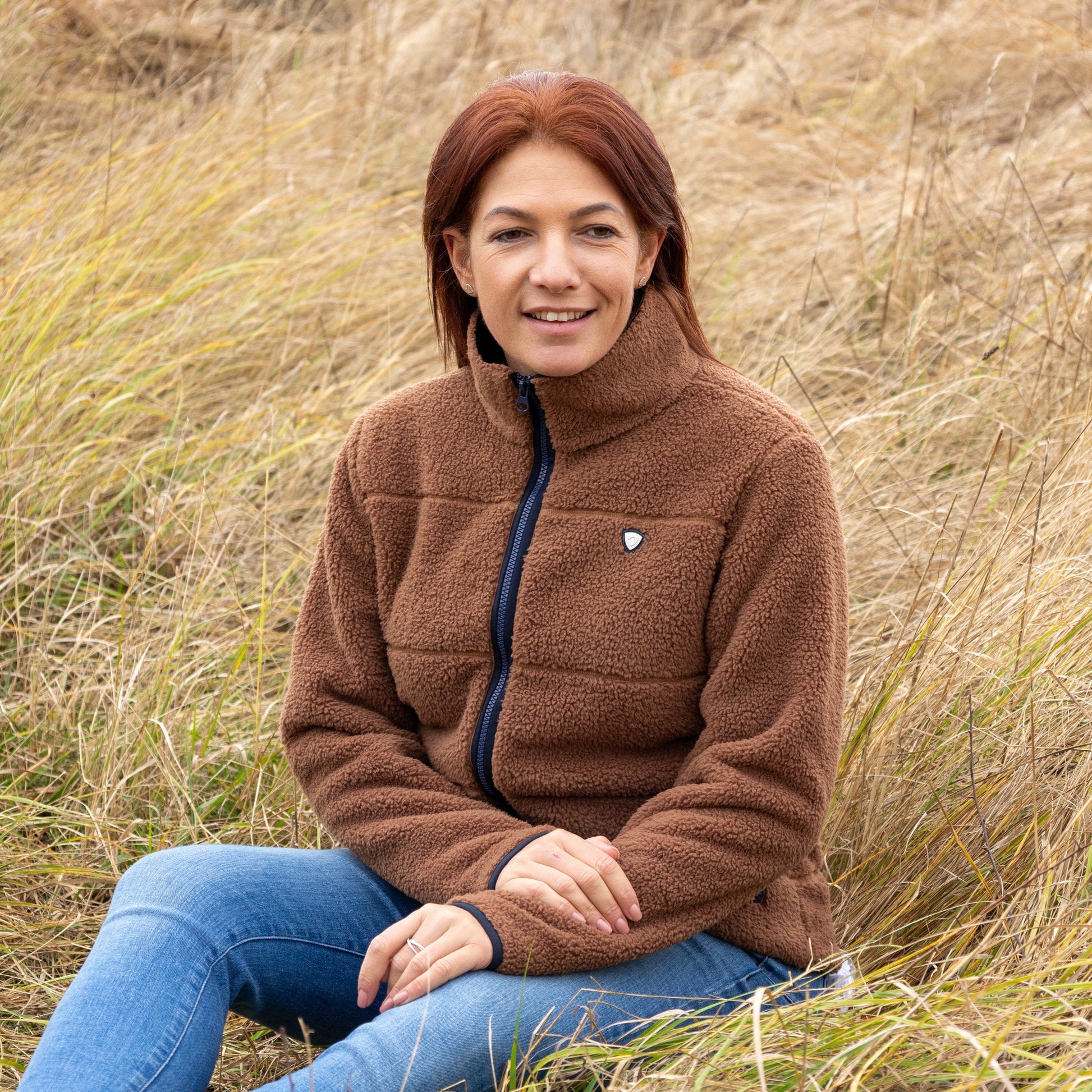 Hy Equestrian Elevate Style Teddy Fleece Jacket #colour_brown