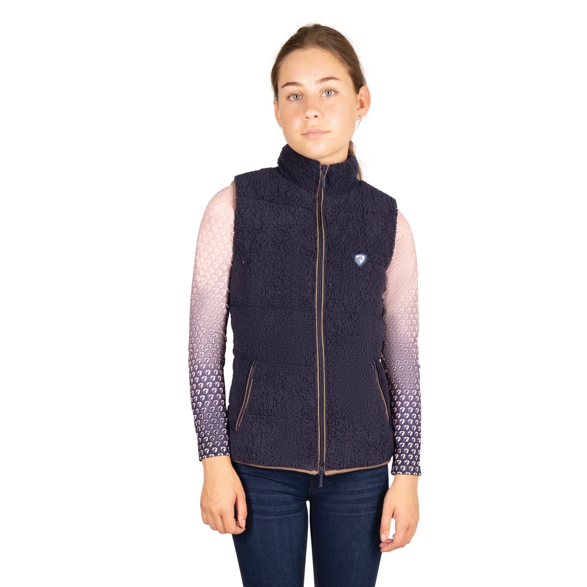 Hy Equestrian Elevate Mizs Teddy Fleece Gilet #colour_navy