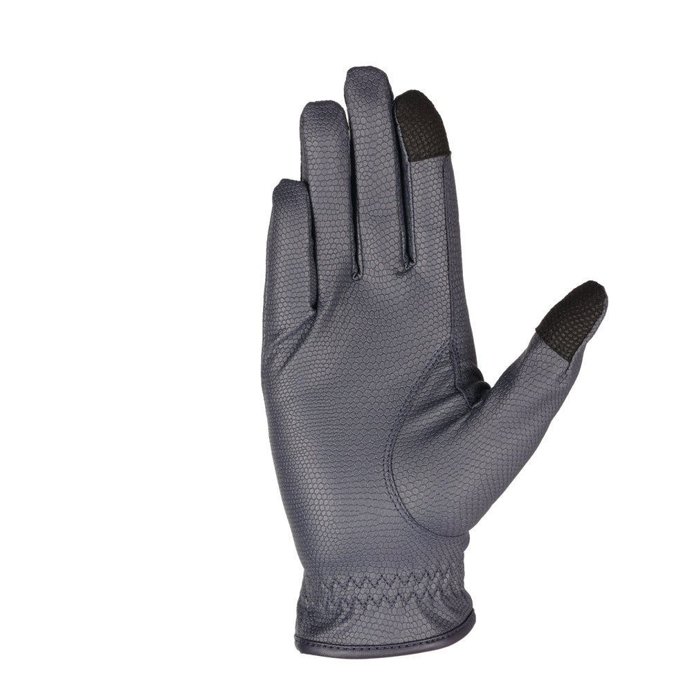 Hy Equestrian Shimmer Riding Gloves #colour_navy-with-navy-rose-gold-diamantes