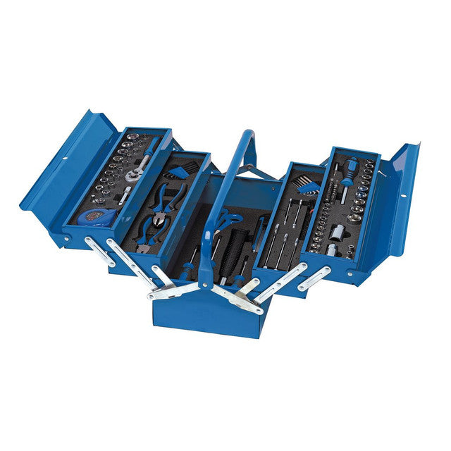 Draper Tools 126 Piece Tool Kit in Steel Cantilever Toolbox with Foam Inserts