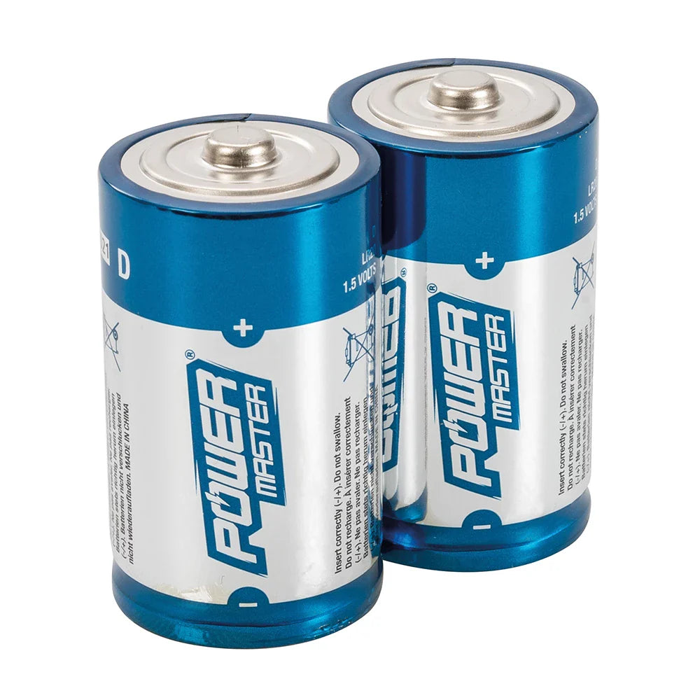 Powermaster D-Type Super Alkaline Batteries LR20 2 Pack 1.5V 14500mAh
