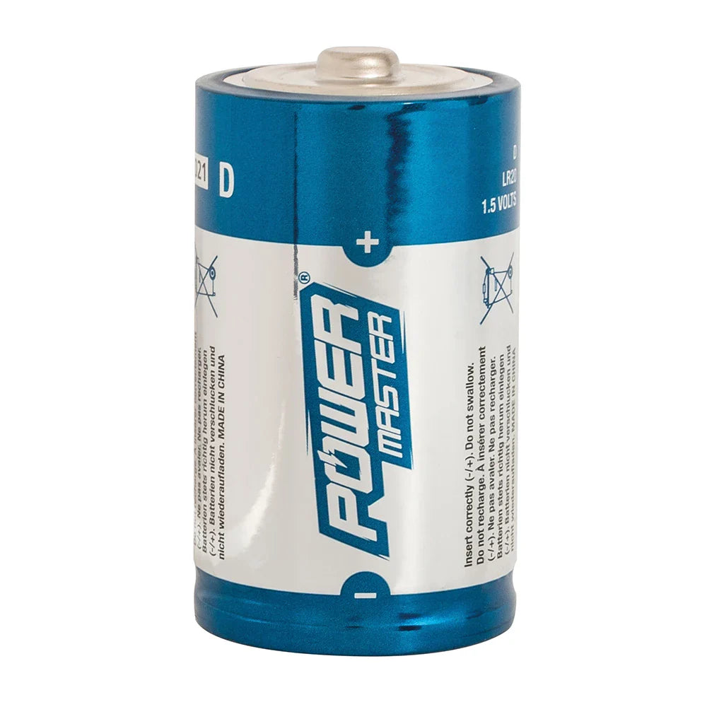 Powermaster D-Type Super Alkaline Batteries LR20 2 Pack 1.5V 14500mAh