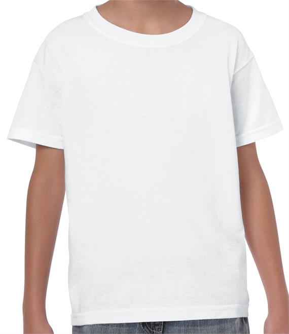 Gildan Heavy Cotton Youth T-Shirt White Soft Cotton Pre-Shrunk Jersey Knit