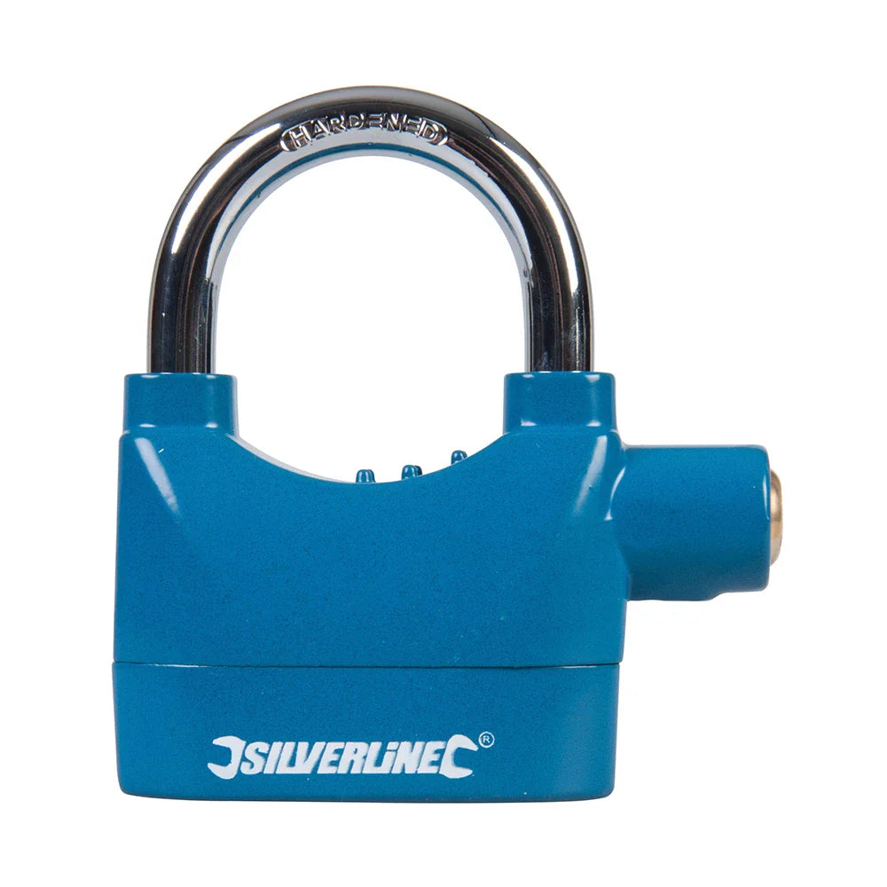 Silverline Alarm Padlock 110dB Auto-Reset Heavy Duty with Keys & Battery