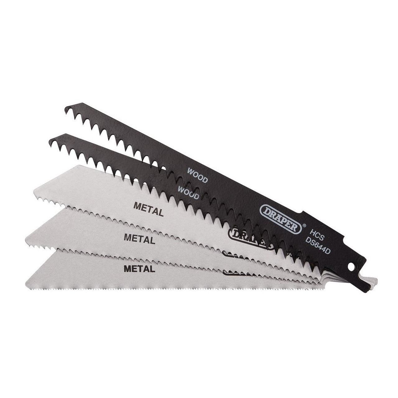 Draper Tools 150mm Assorted Reciprocating Saw Blades Pack of 5 for Wood & Metal