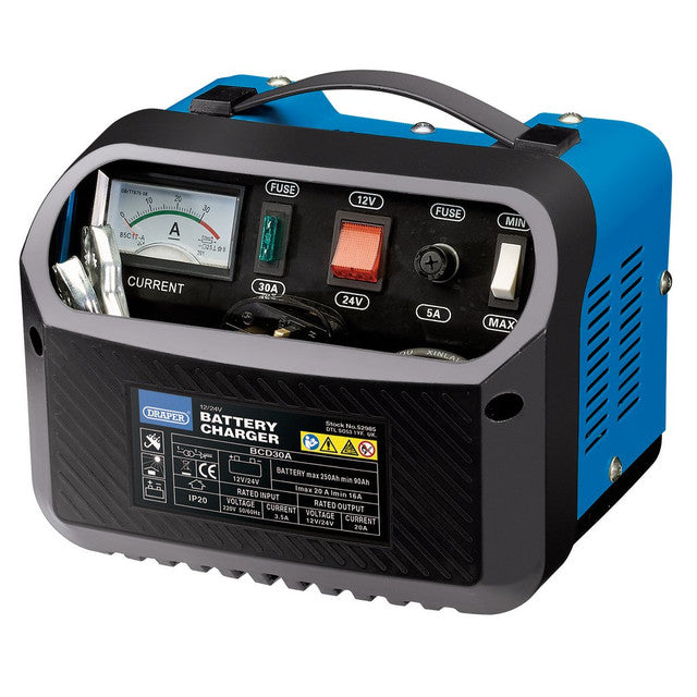Draper Tools 12/24V 16-20A Battery Charger for Lead Acid Batteries 250Ah