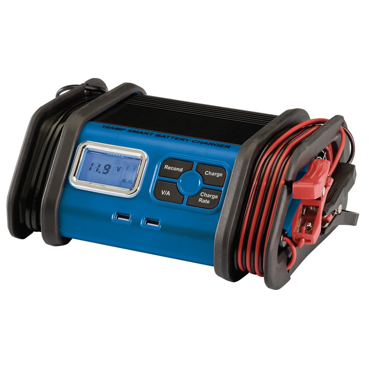 Draper Tools 12V Battery Charger 10A Microprocessor Control LCD USB Ports