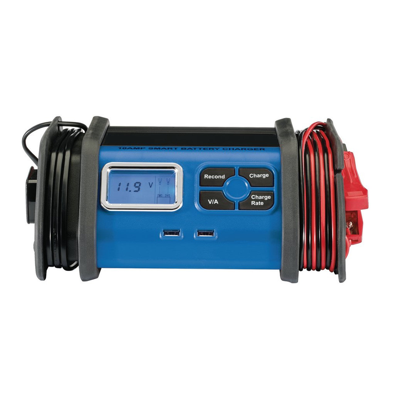 Draper Tools 12V Battery Charger 10A Microprocessor Control LCD USB Ports
