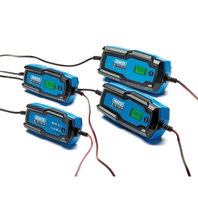 Draper Tools 12V Smart Charger & Battery Maintainer 4A for Lead-Acid & Lithium