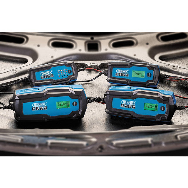 Draper Tools 12V Smart Charger & Battery Maintainer 4A for Lead-Acid & Lithium