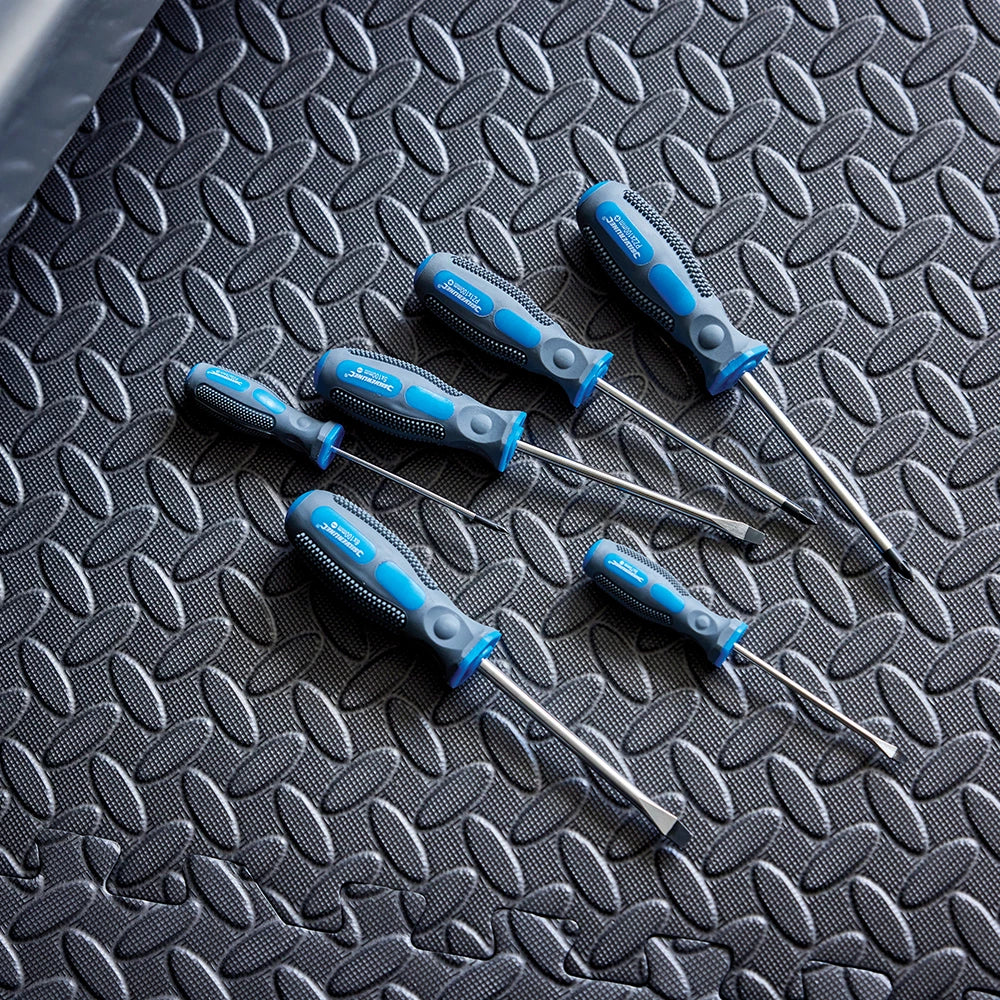 Silverline 6 Piece Screwdriver Set Chrome Vanadium Soft-Grip Handles PZ Slotted